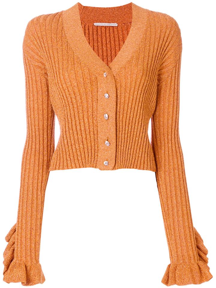 Marco De Vincenzo Ruffled Lurex Cardigan - Yellow & Orange