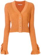 Marco De Vincenzo Ruffled Lurex Cardigan - Yellow & Orange