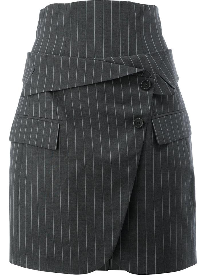 Monse - Pinstripe Skirt - Women - Silk/wool - 2, Grey, Silk/wool