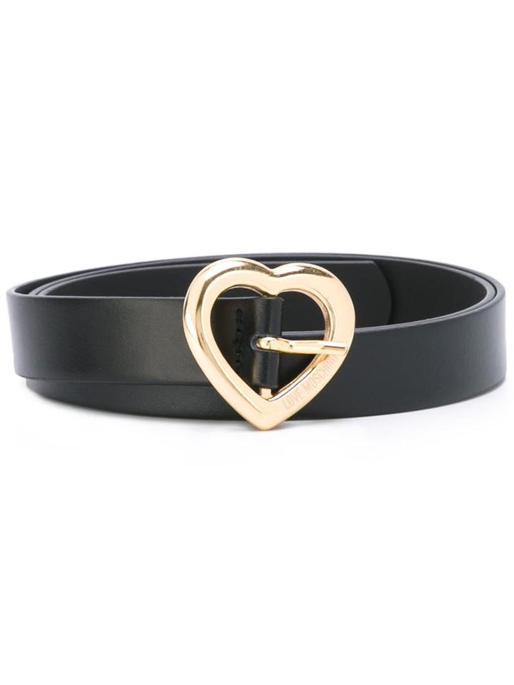 Love Moschino Heart Buckle Belt, Women's, Size: 90, Black, Leather