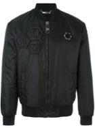 Philipp Plein Logo Bomber Jacket, Men's, Size: Small, Black, Polyamide/polyurethane