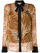 Twin-set Sheer Tiger Print Shirt - Brown