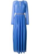 Michael Michael Kors Long Pleated Dress, Women's, Size: Large, Blue, Polyester