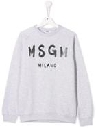 Msgm Kids Teen Freehand Branded Sweatshirt - Grey