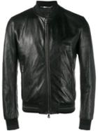 Dolce & Gabbana Leather Bomber Jacket, Men's, Size: 50, Black, Lamb Skin/acetate/viscose/spandex/elastane