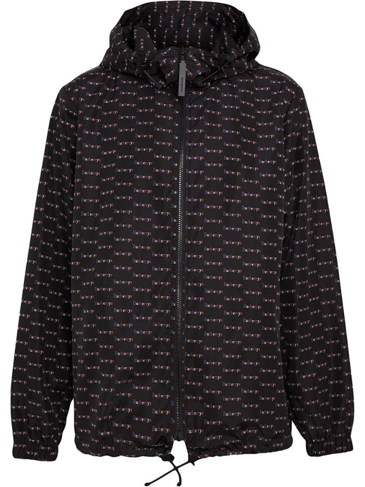 Burberry Archive Logo Print Lightweight Hooded Jacket - Black