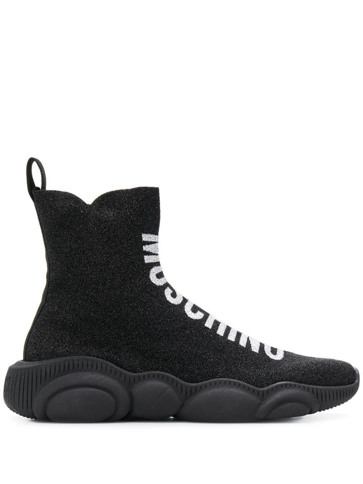 Moschino Logo Slip-on High-top Sneakers - Black