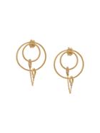 Foundrae Medium Pave Orbit Earrings - Yellow & Orange