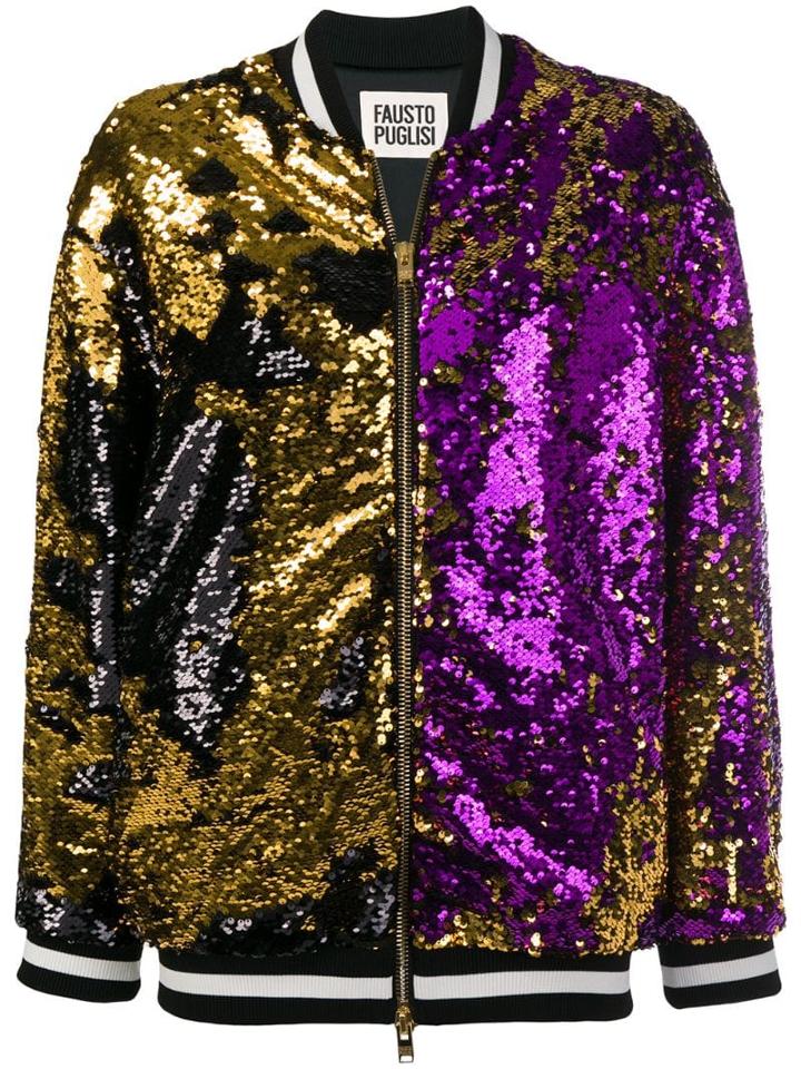 Fausto Puglisi Sequins Bomber Jacket - Black