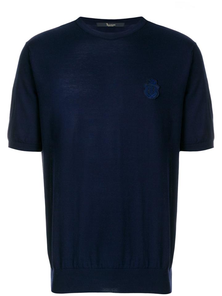 Billionaire Logo Patch Knitted Top - Blue