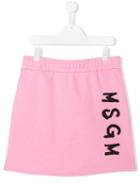 Msgm Kids Teen Logo Print Mini Skirt - Pink