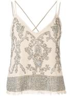 Twin-set Cropped Sequinned Cami - Neutrals