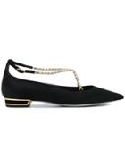 René Caovilla Pearl Strap Ballerinas - Black