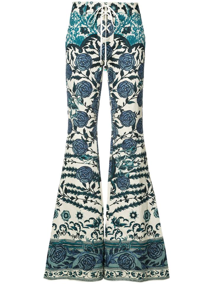 Roberto Cavalli - Bell-bottom Trousers - Women - Cotton/hemp - 42, White, Cotton/hemp
