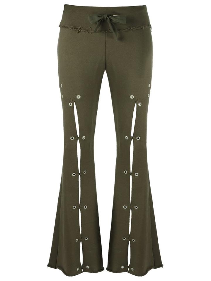 Andrea Bogosian Flared Trousers, Women's, Size: G, Green, Cotton/polyester