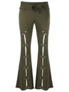 Andrea Bogosian Flared Trousers, Women's, Size: G, Green, Cotton/polyester