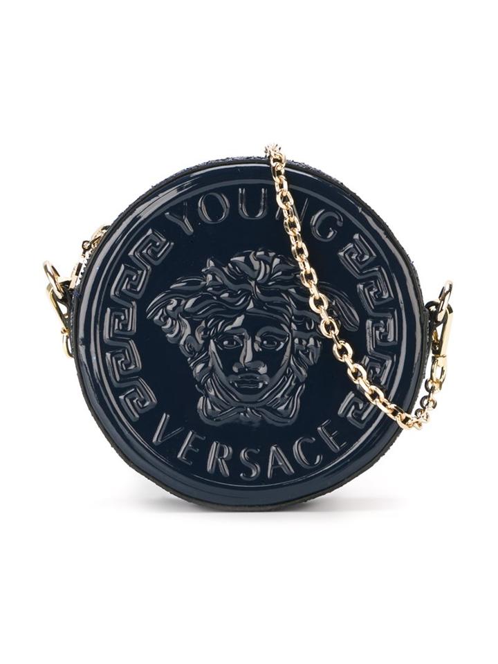 Young Versace Round Medusa Shoulder Bag, Girl's, Blue
