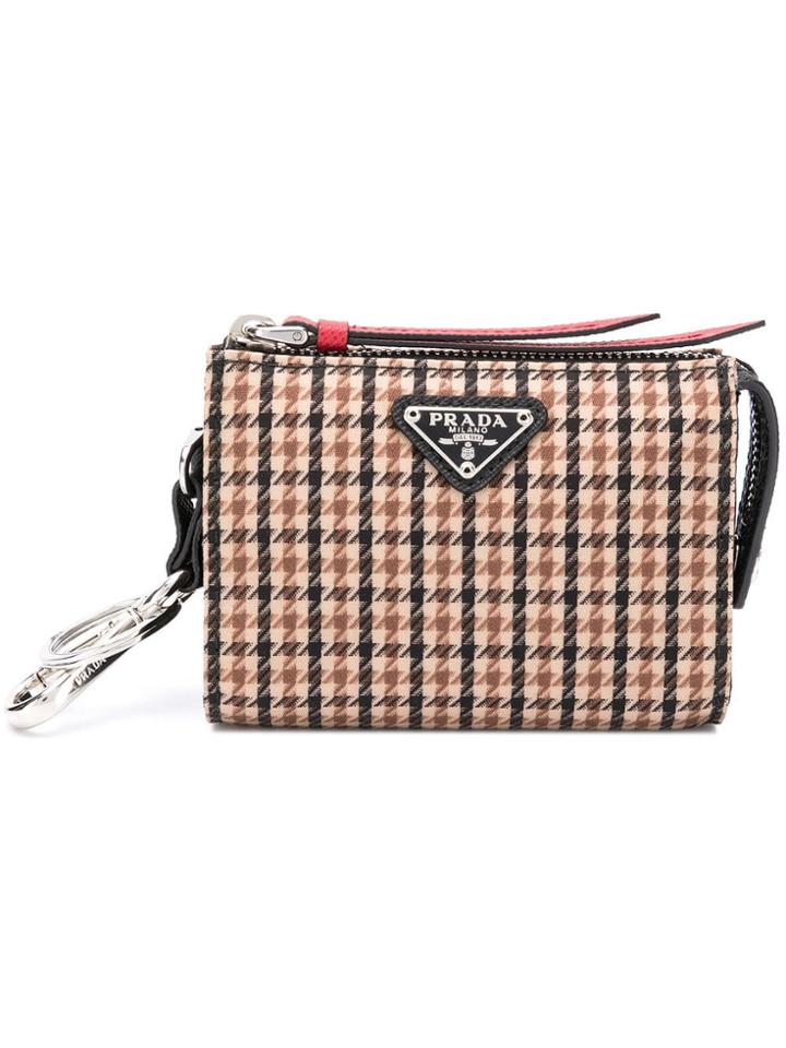 Prada Checked Logo Wallet - Neutrals