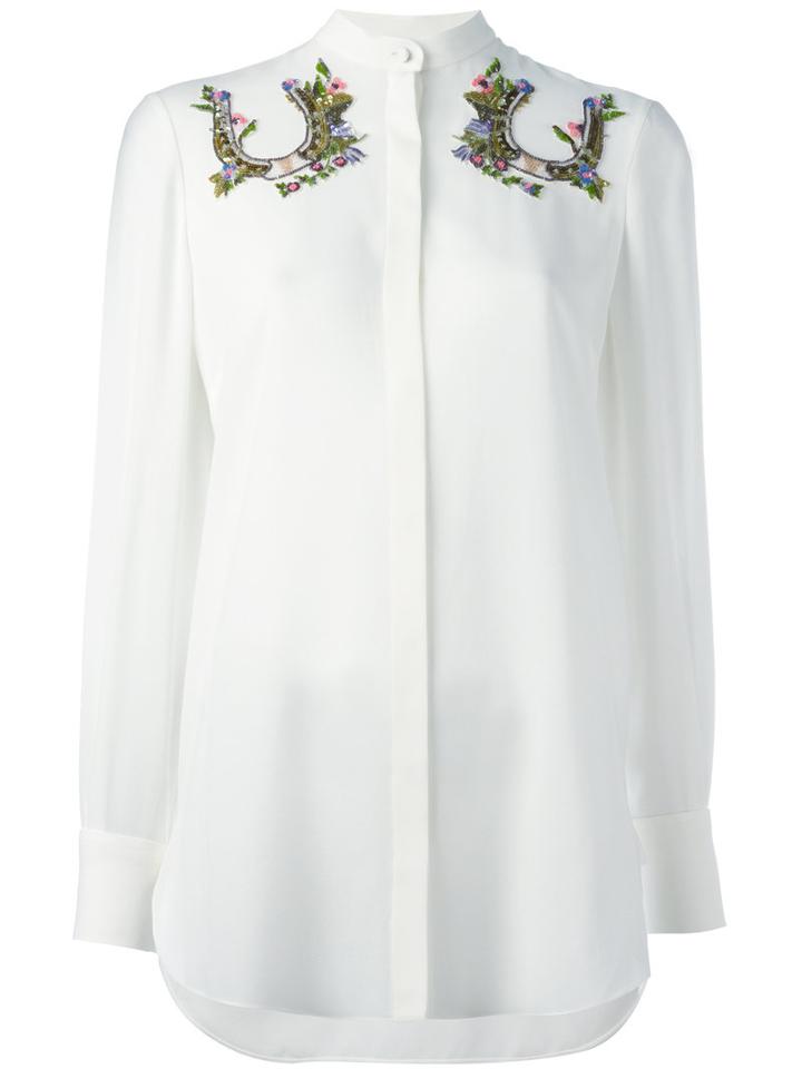 Alexander Mcqueen Horseshoe Embellished Shirt, Women's, Size: 44, Nude/neutrals, Silk