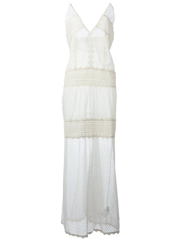Just Cavalli Long Layered Lace Dress, Women's, Size: 38, White, Cotton