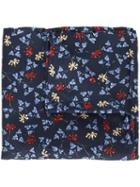 Simeone Napoli Lily Print Pocket Square, Men's, Blue, Silk