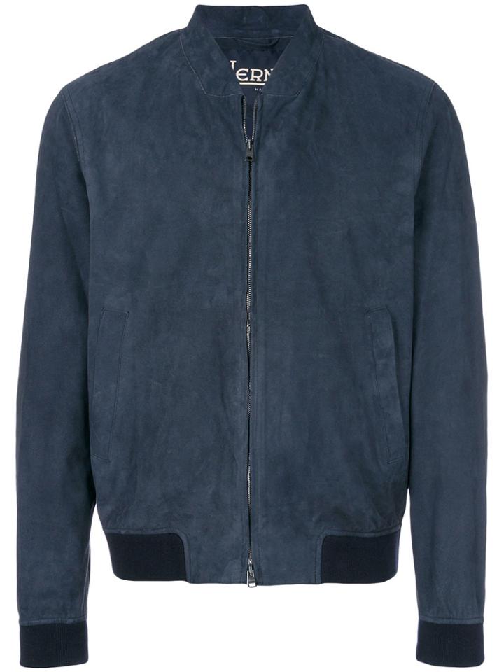 Herno Suede Bomber Jacket - Blue