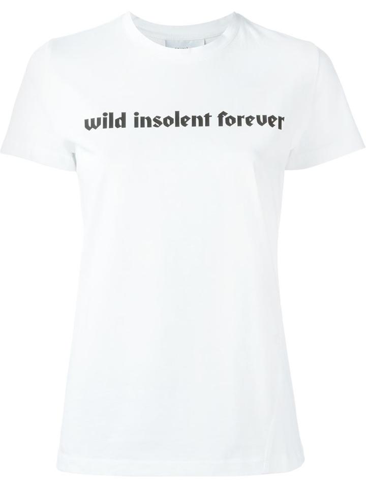 Courrèges Motto Print T-shirt, Women's, Size: 4, White, Cotton
