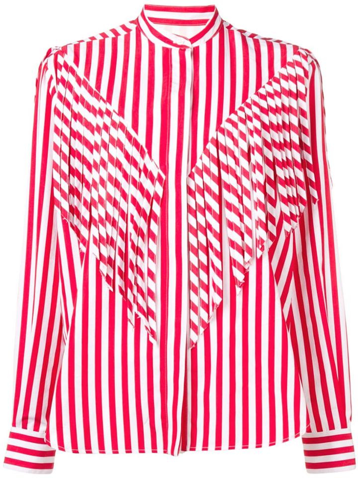 Msgm Fringe Striped Shirt - Red