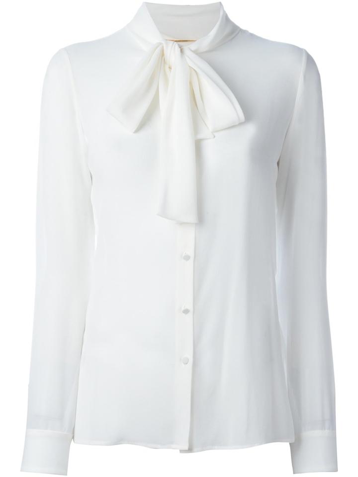 Saint Laurent Pussy Bow Blouse - White
