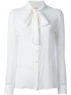 Saint Laurent Pussy Bow Blouse - White