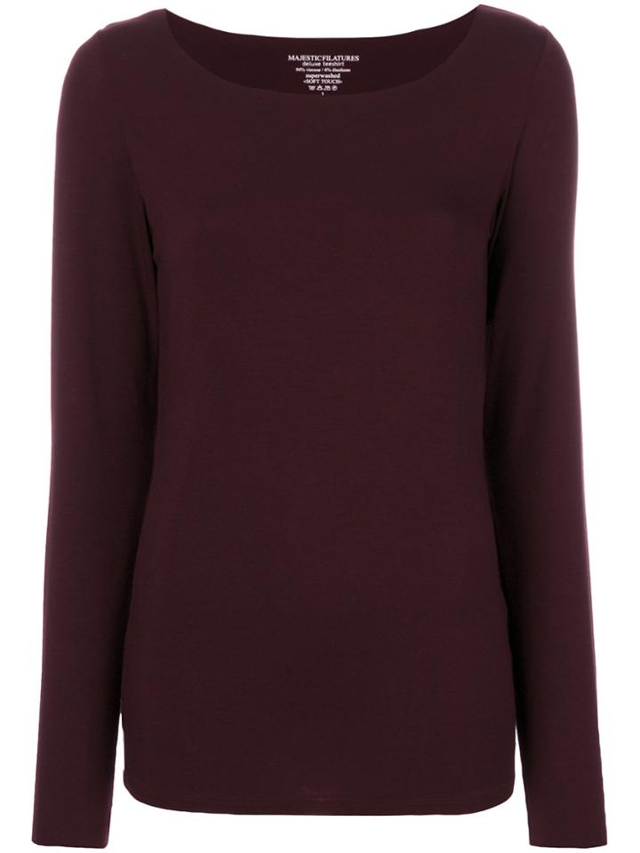 Majestic Filatures Wide Neck Long-sleeved Top - Brown