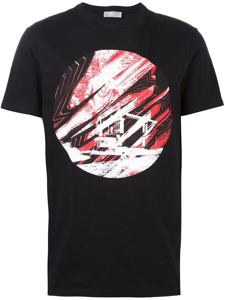 Dior Homme House Print T-shirt, Men's, Size: Medium, Black, Cotton