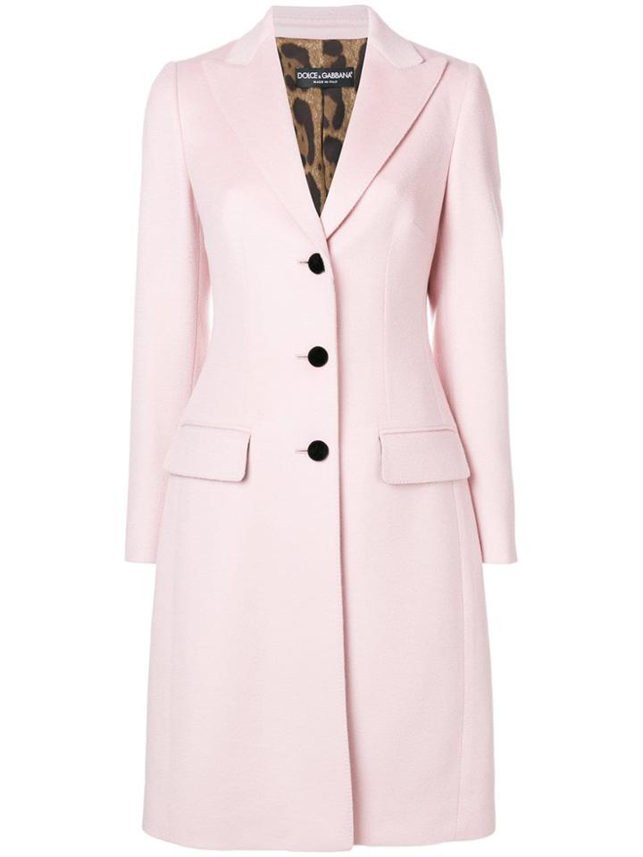 Dolce & Gabbana Single Breasted Midi Coat - Pink & Purple
