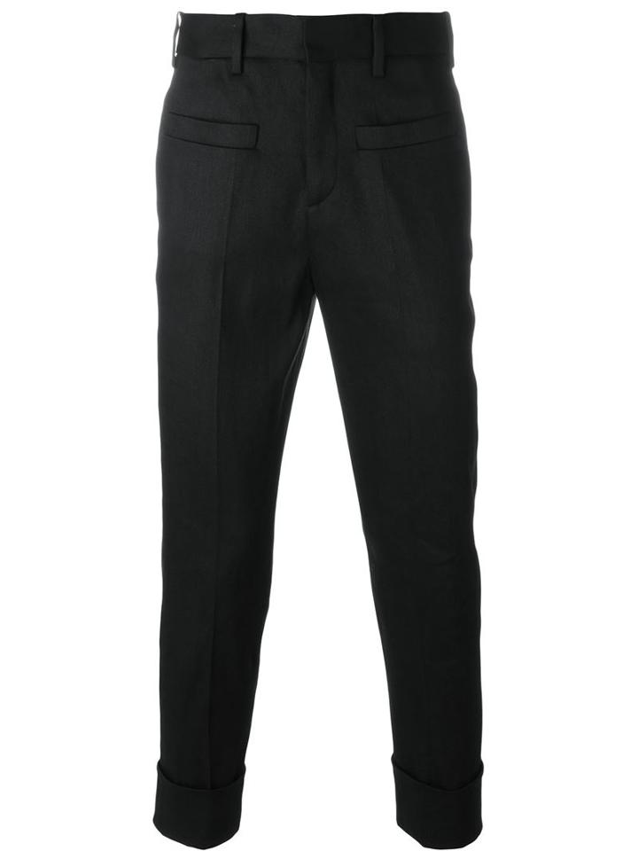 Neil Barrett Cropped Tailored Trousers, Men's, Size: 46, Black, Cotton/kapok/spandex/elastane