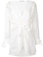 Ermanno Scervino - Lace Detail Knot Blouse - Women - Silk/ramie/polyamide/viscose - 40, Nude/neutrals, Silk/ramie/polyamide/viscose