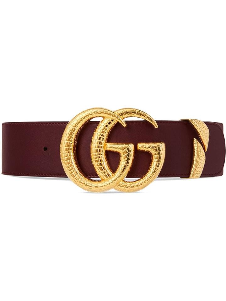 Gucci Leather Belt With Double G Buckle - Red