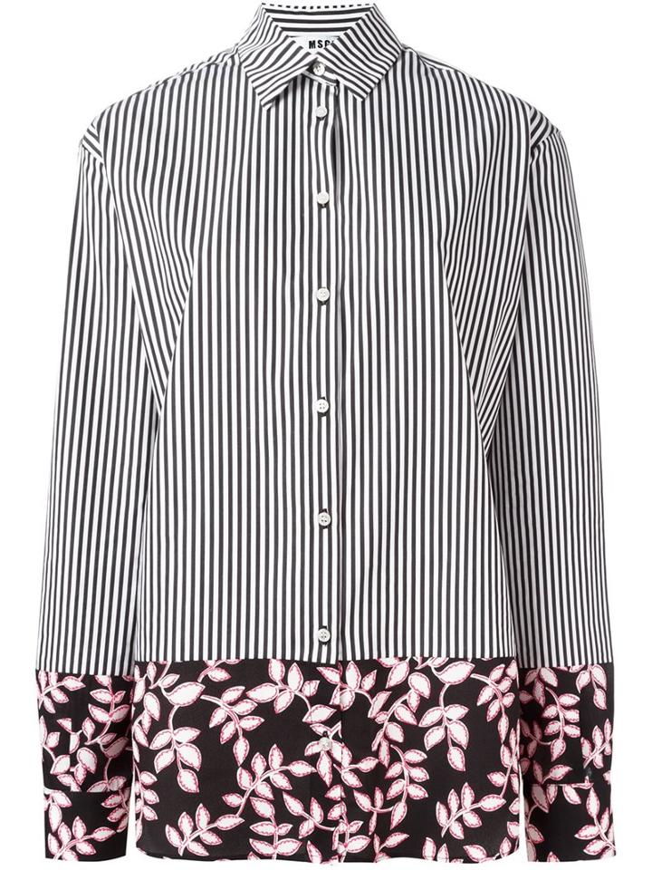 Msgm Contrast Hem Striped Shirt, Women's, Size: 42, Black, Cotton