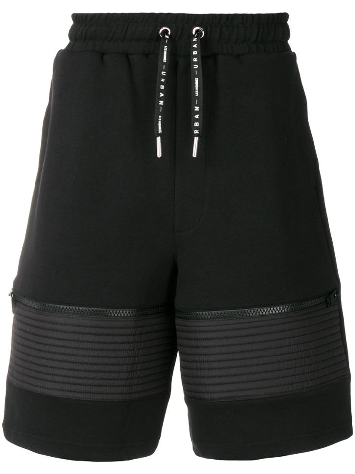 Les Hommes Urban Zip Pocket Track Shorts - Black