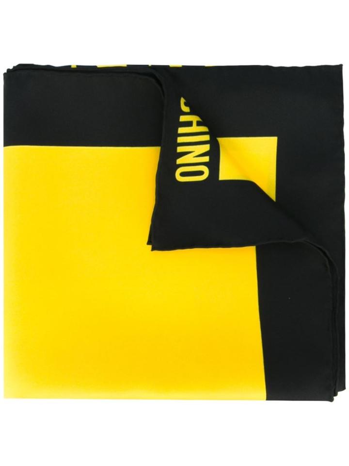 Moschino Caution Print Scarf, Women's, Black, Silk