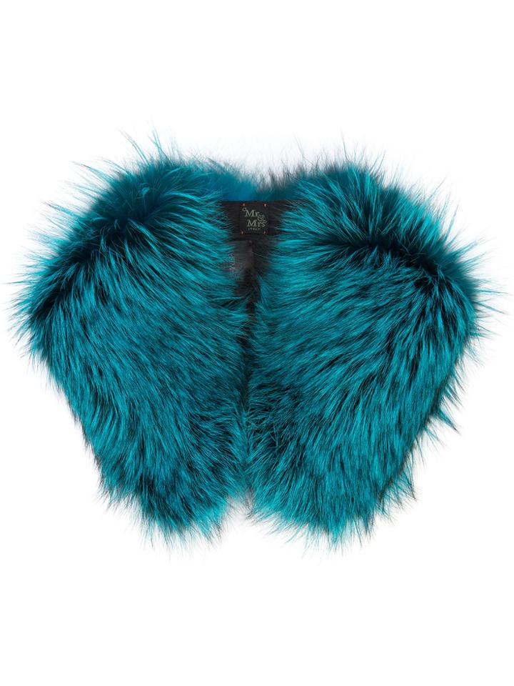 Mr & Mrs Italy Detachable Fur Scarf - Blue