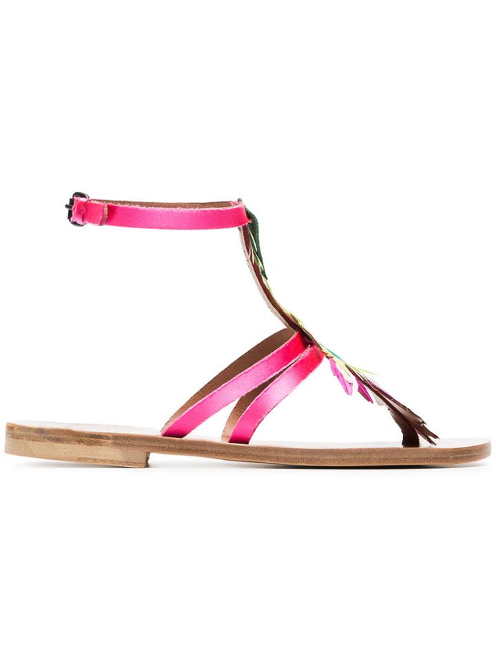 Álvaro Multicoloured Ariana Feather Satin Sandals