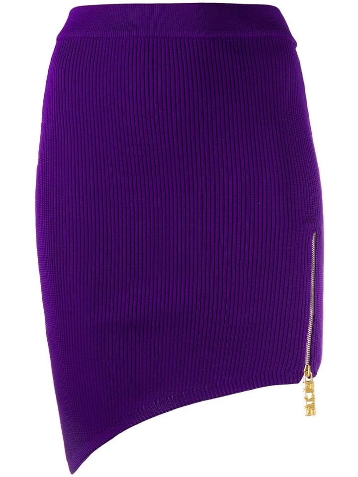 Gcds Asymmetric Zip Detail Skirt - Purple