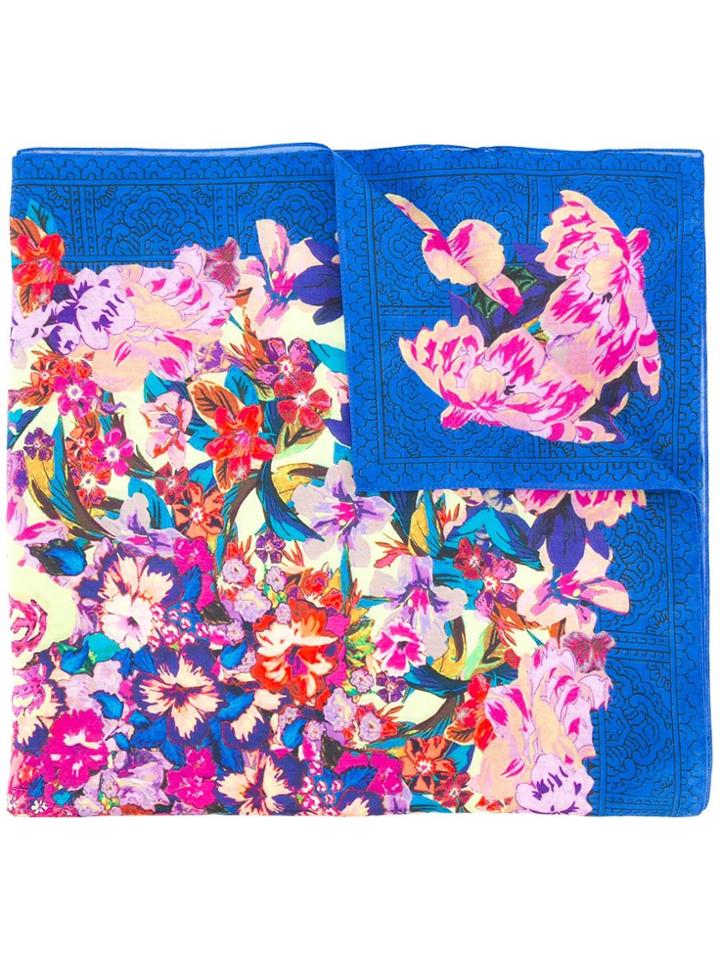 Etro Floral Print Scarf - Blue