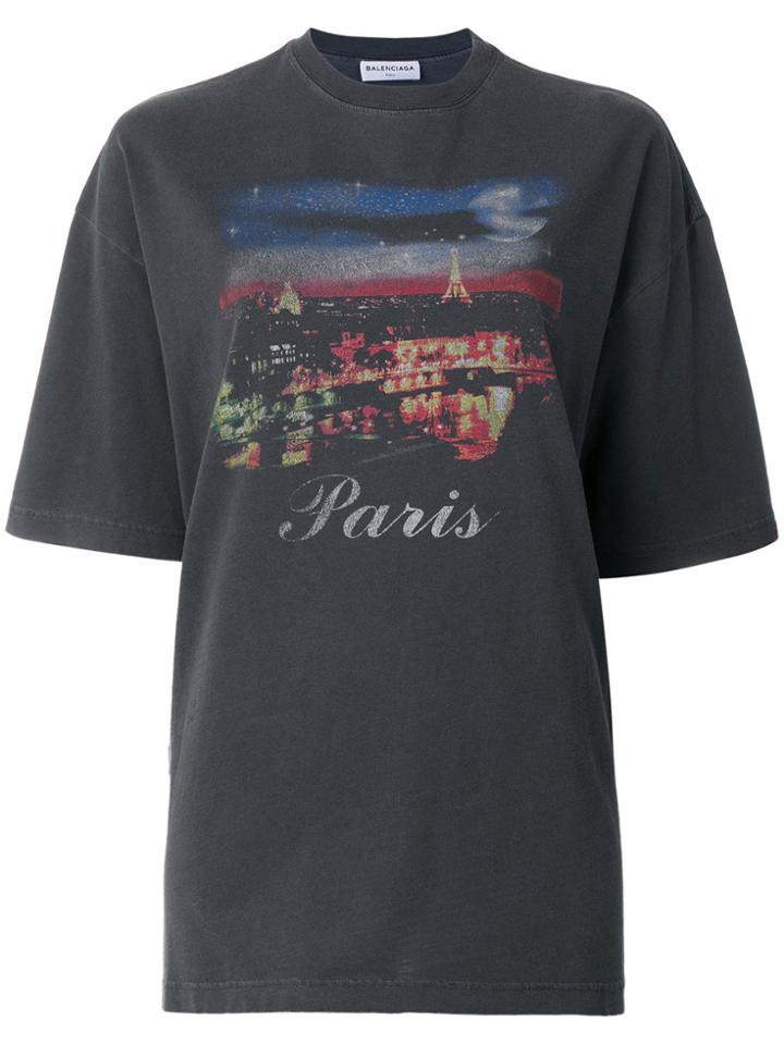 Balenciaga Paris Print T-shirt - Grey