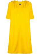 Derek Lam - Puff Sleeve Shift Dress - Women - Cotton/elastodiene - 38, Yellow/orange, Cotton/elastodiene
