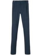 Berwich Micro Houndstooth Check Trousers - Blue