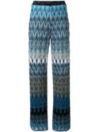Missoni Geometric Pattern Knitted Trousers - Blue