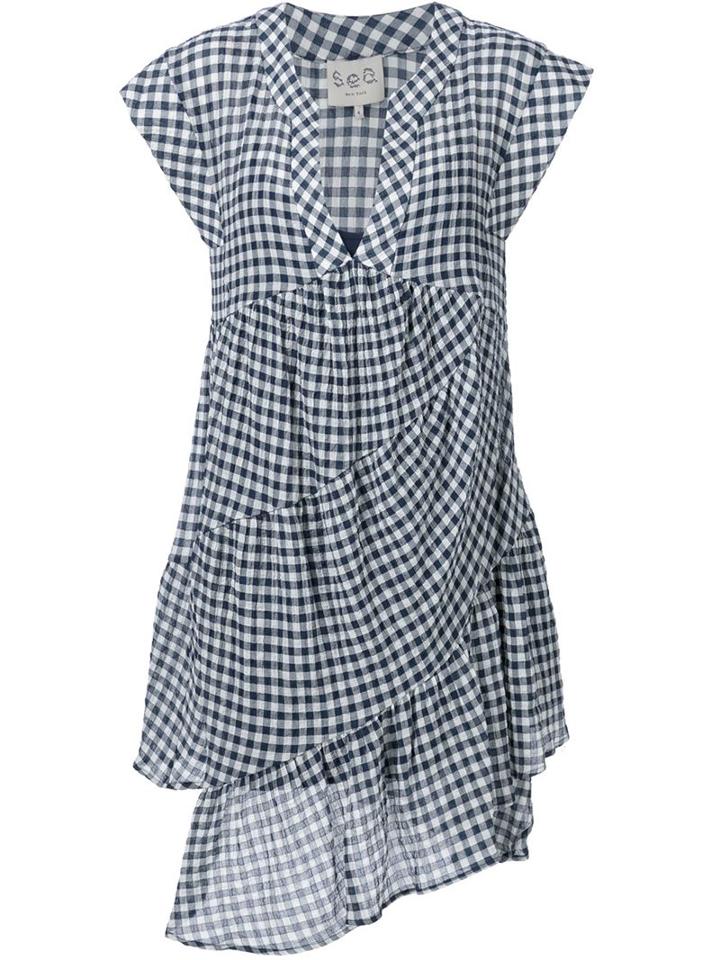 Sea Gingham Ruffle Dress