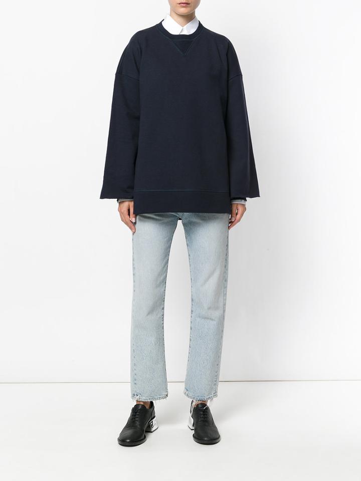 Maison Margiela - Oversized Long Sleeve Sweatshirt - Women - Cotton - S, Blue, Cotton