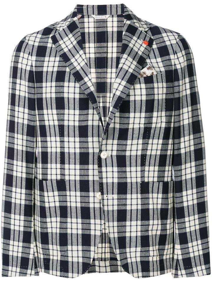 Manuel Ritz Checked Casual Blazer - Blue